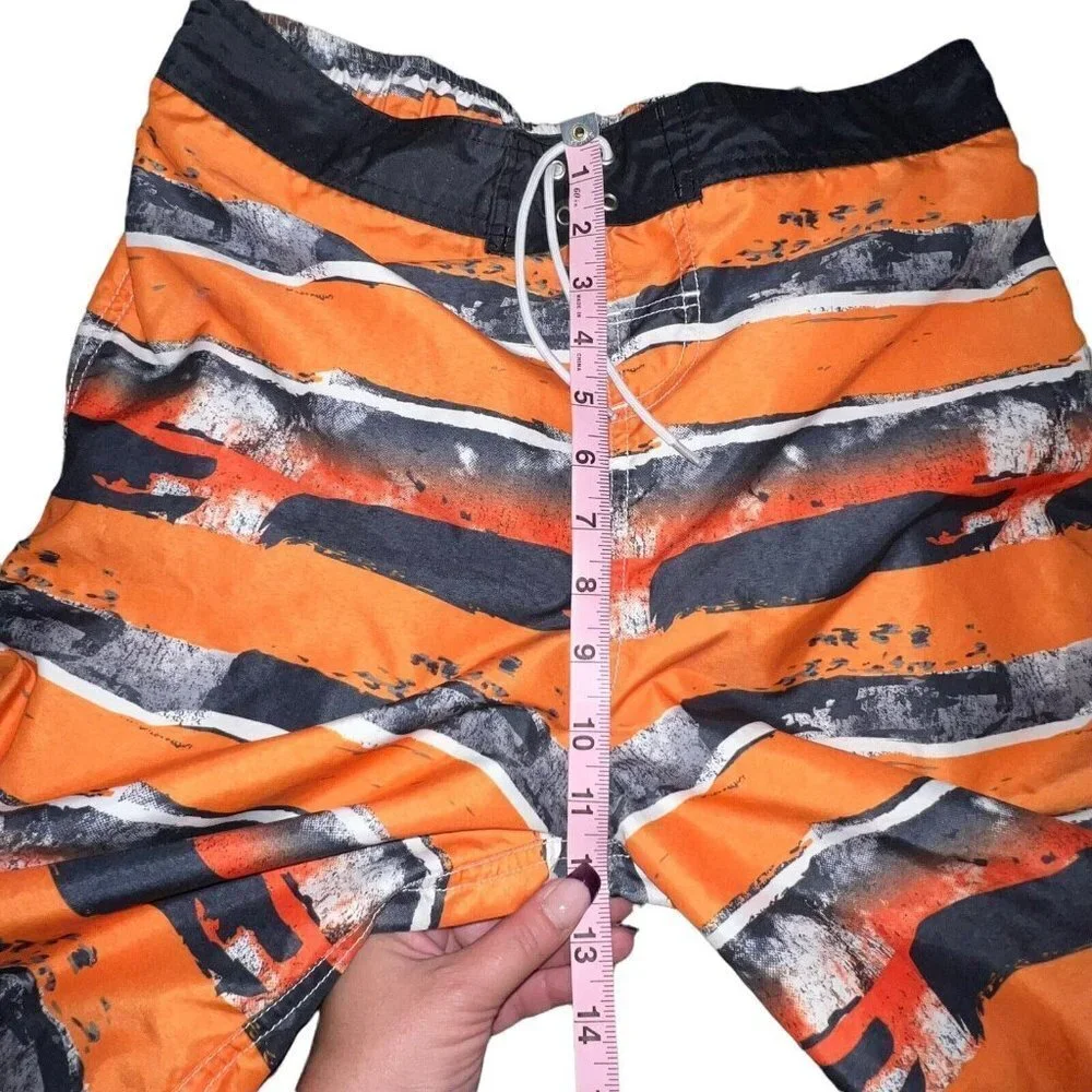 Joe Boxer Orange Black Swim Trunks Board Shorts Seas‎ 3912 Mens Size XL Lined